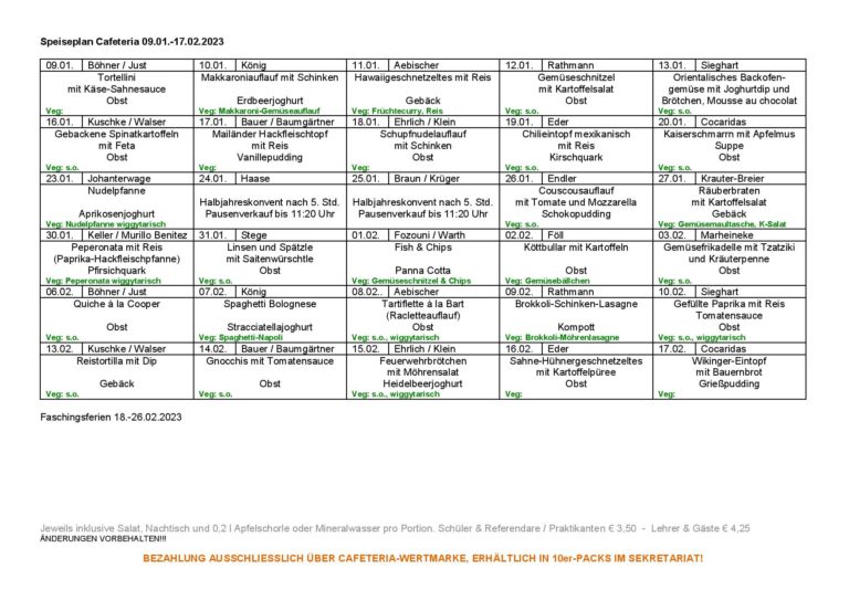 Speiseplan >> WirtembergGymnasium